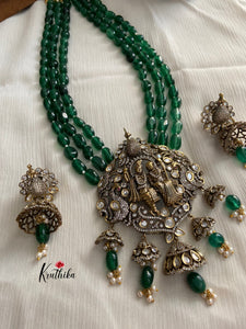 Green beads Victorian Radha Krishna haaram LH382