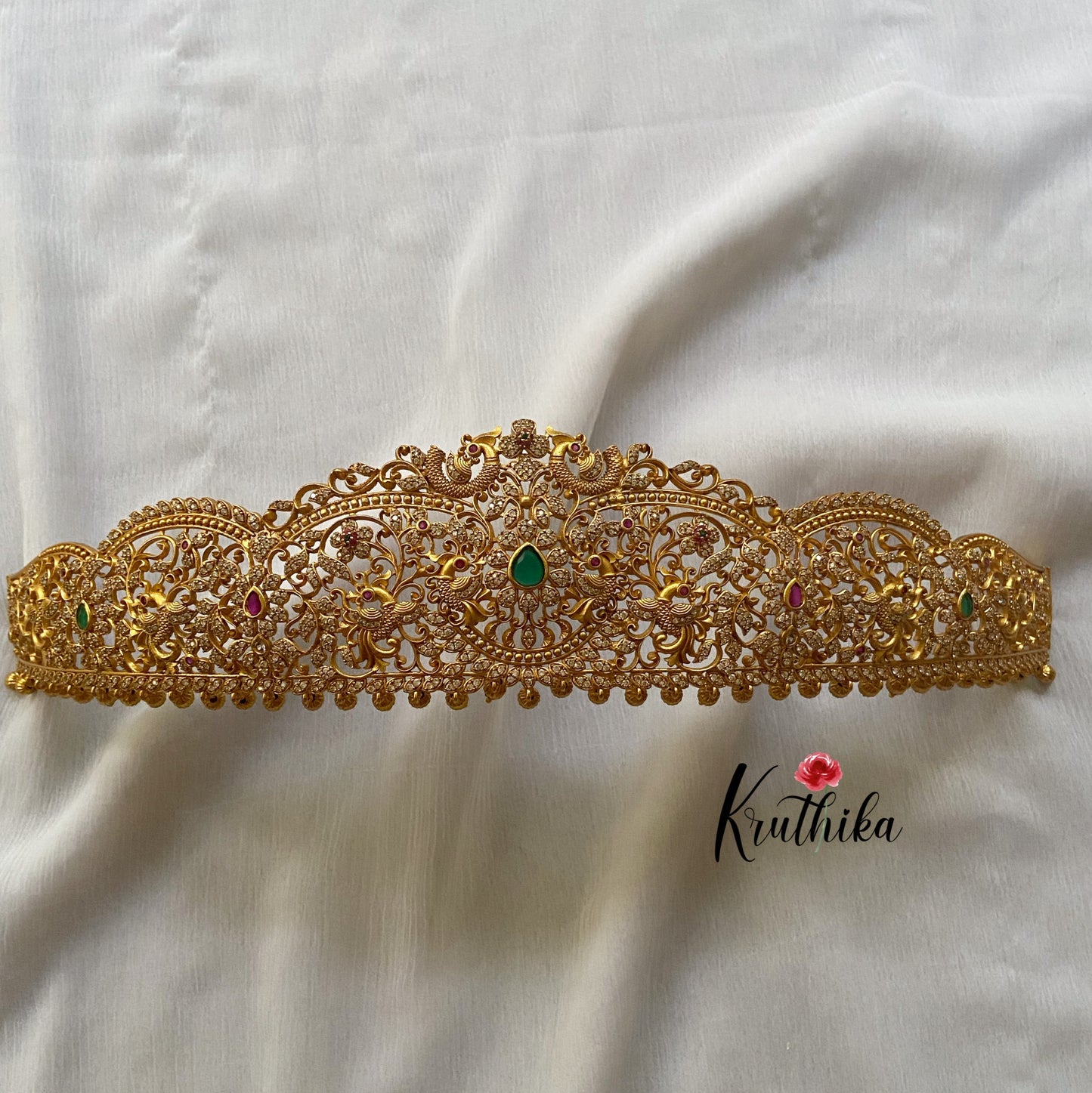 Premium AD Cutwork peacock hip belt V42