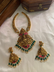 Premium polish Lakshmi Devi jadau pipe necklace NC778