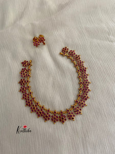 Simple ruby flower necklace NC420