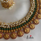 Cluster pearl emerald kasu choker NC769