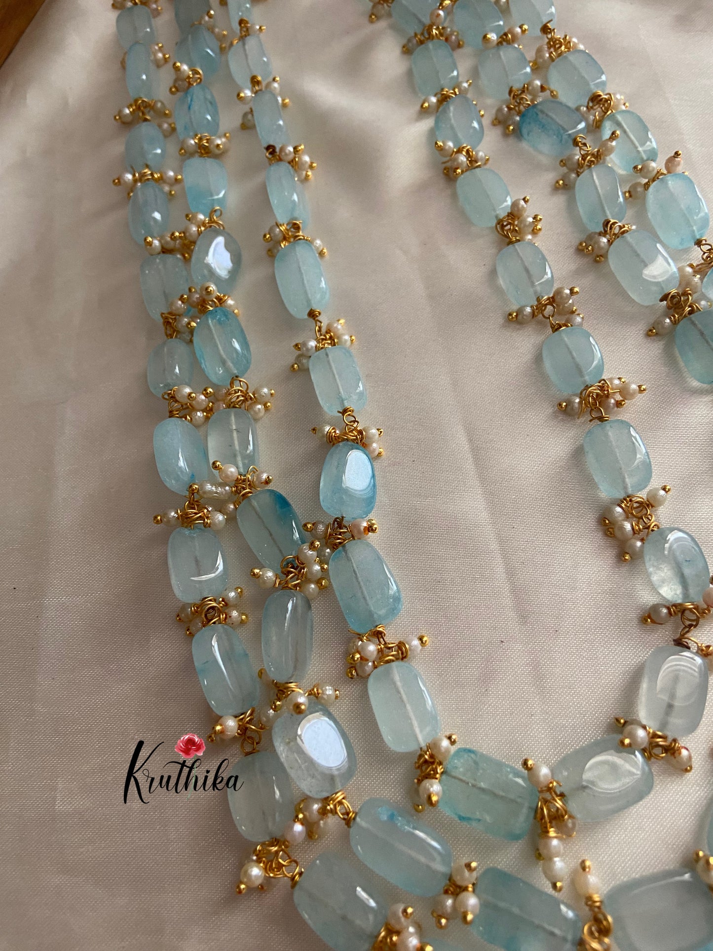 Three lines beads pearls maala LH416 (6 colors available)