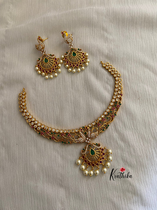 Simple AD peacock cutwork necklace NC402