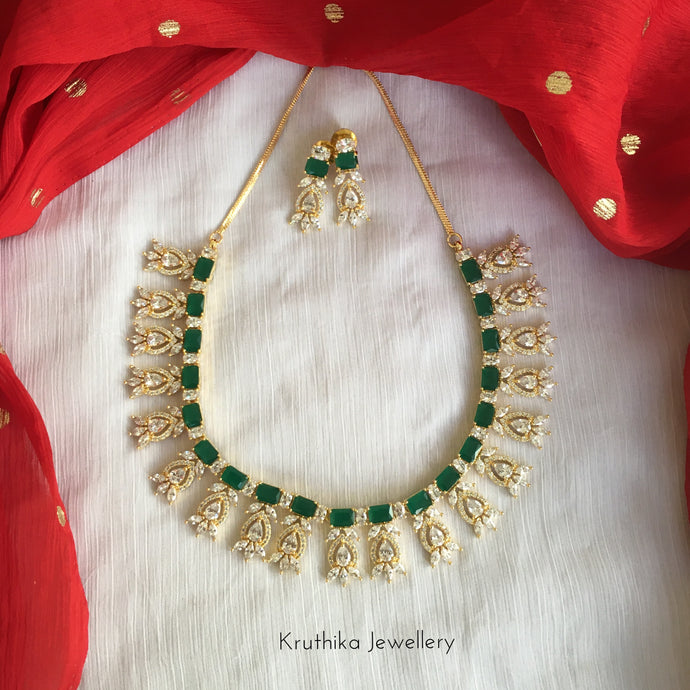 Gold finish CZ necklace NC196