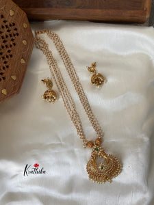 Pearls haaram with AD peacock pendant LH210