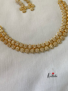Simple two layer CZ gold finich necklace NC432