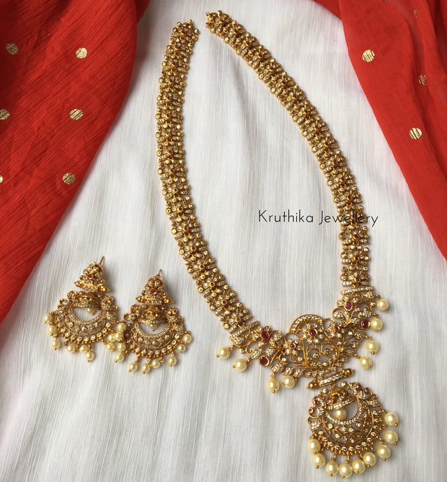 Pretty cutwork AD chandbali Haaram set LH15