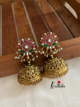 Antique Jadau Lotus Jhumkas E204