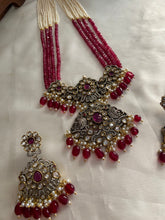 Pearls victorian maroon beads haaram LH420