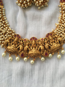 Cluster pearl necklace with Lakshmi Devi pendant NC227