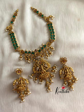 Premium finish Emerald AD Lakshmi Devi necklace NC464
