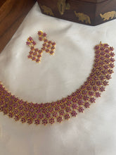 Four lines CZ ruby choker NC742