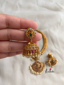 Light weight necklace with Uncut stones pendant NC474