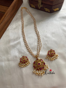 Pearls maala with kempu pendant LH319