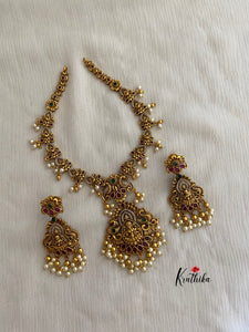 Simple antique finish Lakshmi Devi necklace NC386