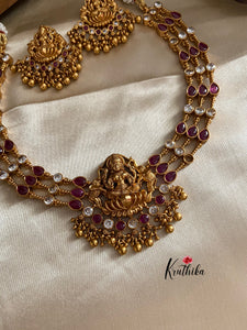 Three lines AD necklace Lakshmi Devi pendant NC529