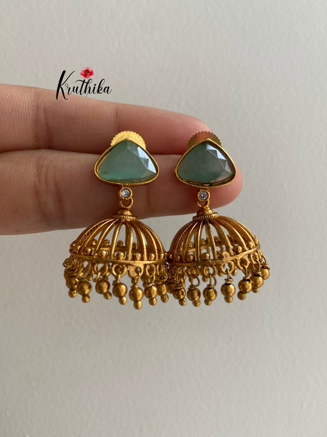 Simple stone Jhumkas E188