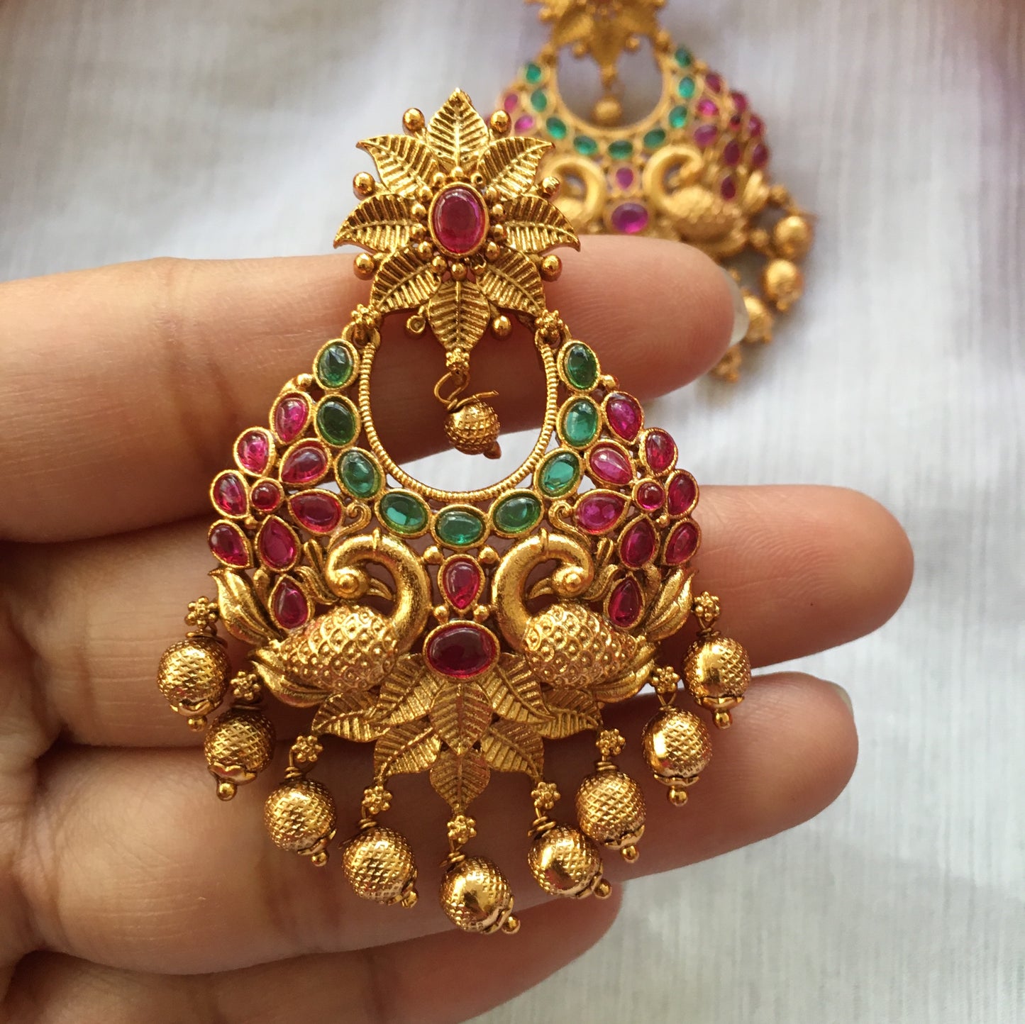 Double peacock flower earrings E96