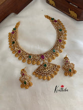 AD peacock kasu multi stone necklace NC661