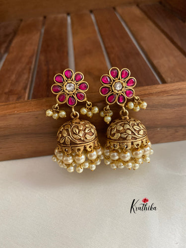Antique Jadau flower Jhumkas E206