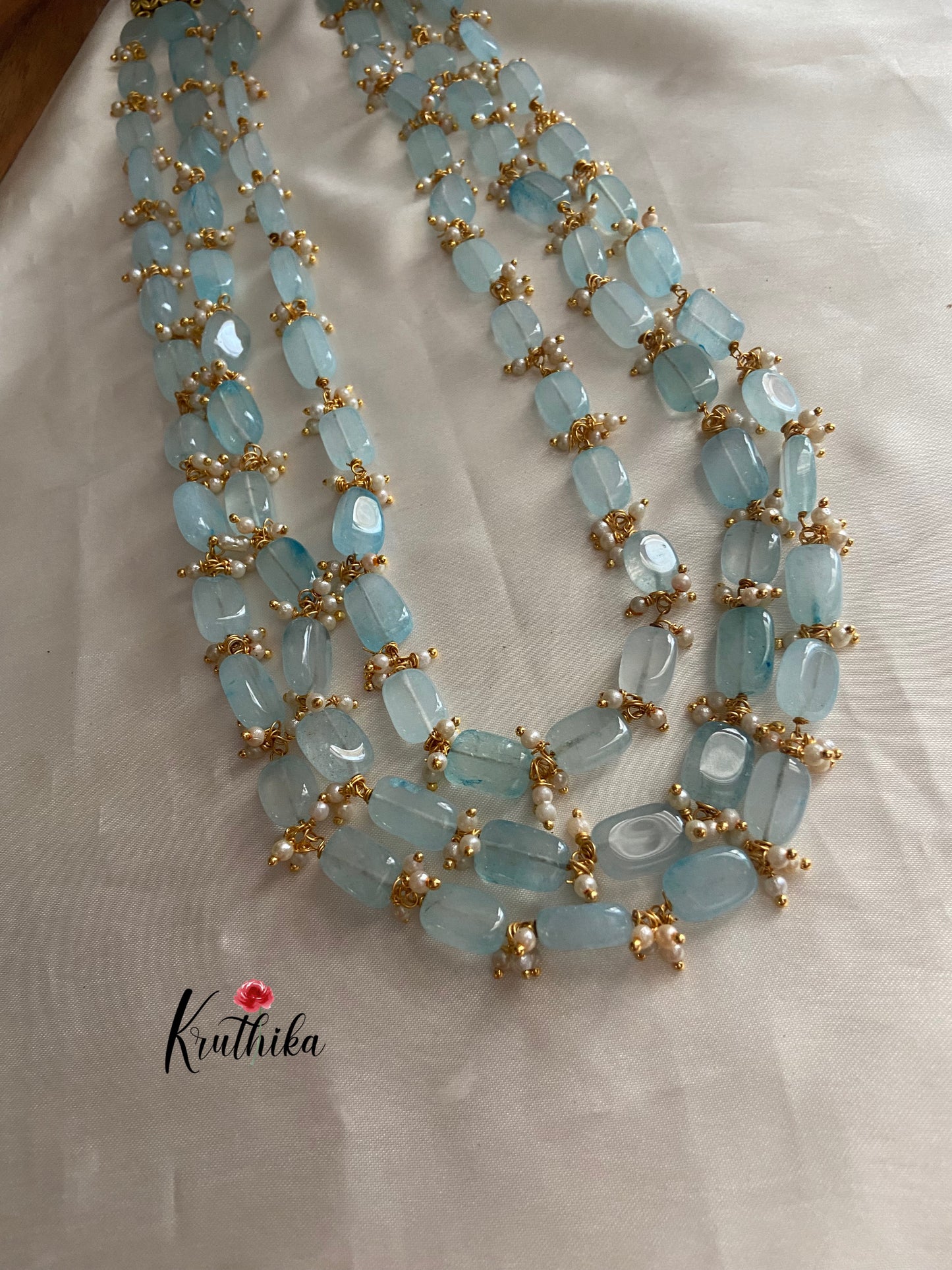 Three lines beads pearls maala LH416 (6 colors available)