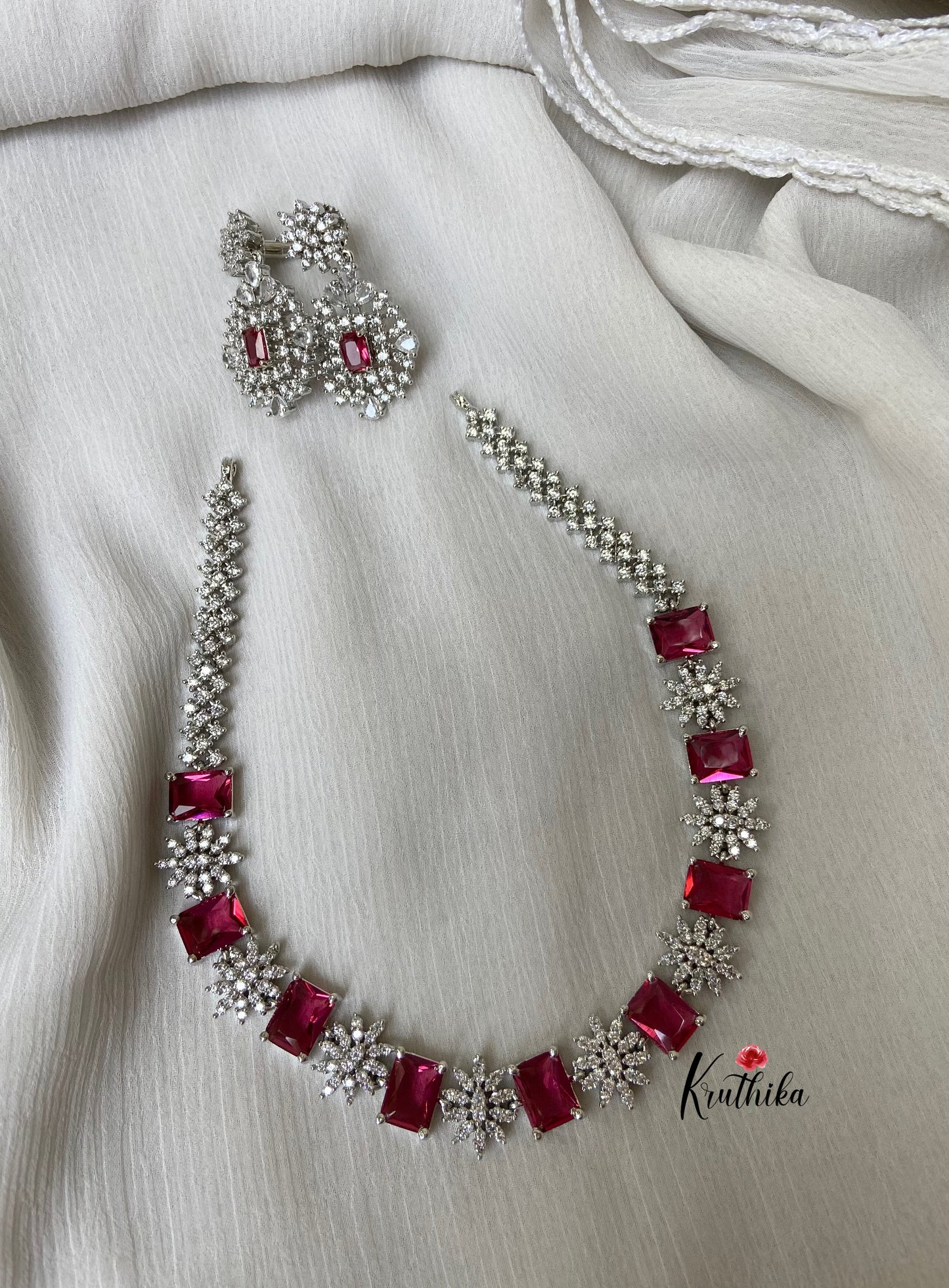 Simple single line CZ necklace NC465 (5 colors available)