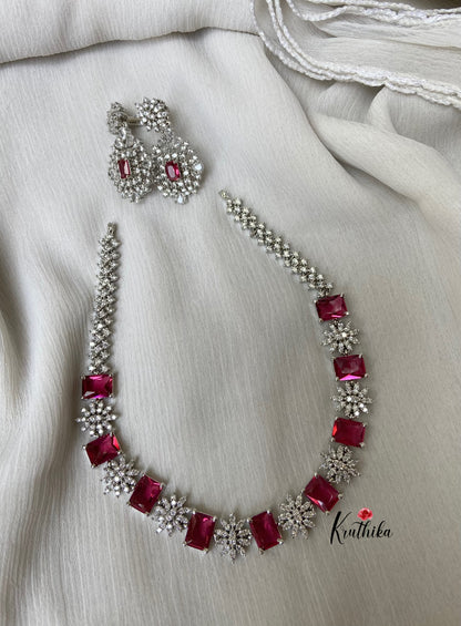 Simple single line CZ necklace NC465 (5 colors available)