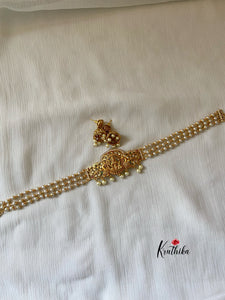 Simple pearls choker with Lakshmi Devi pendant NC437