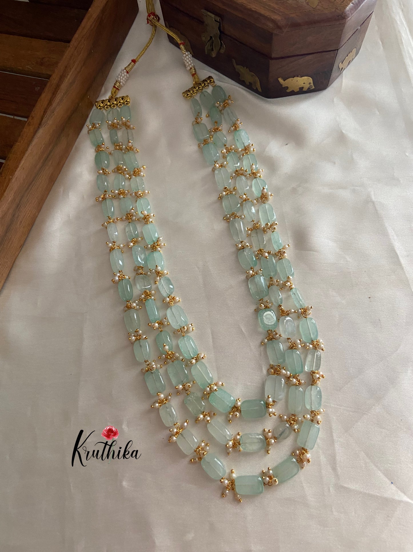 Three lines beads pearls maala LH416 (6 colors available)