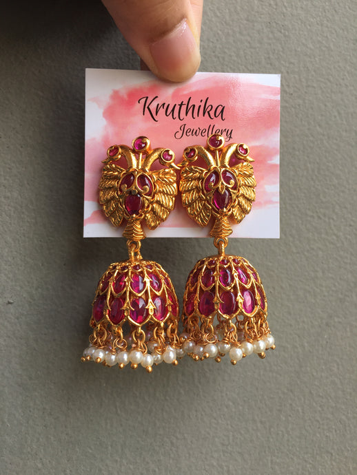 Real kemp peacock Jhumkas