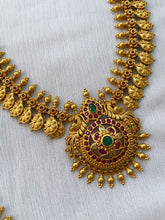 Flower kasu necklace with peacock kemp pendant NC282