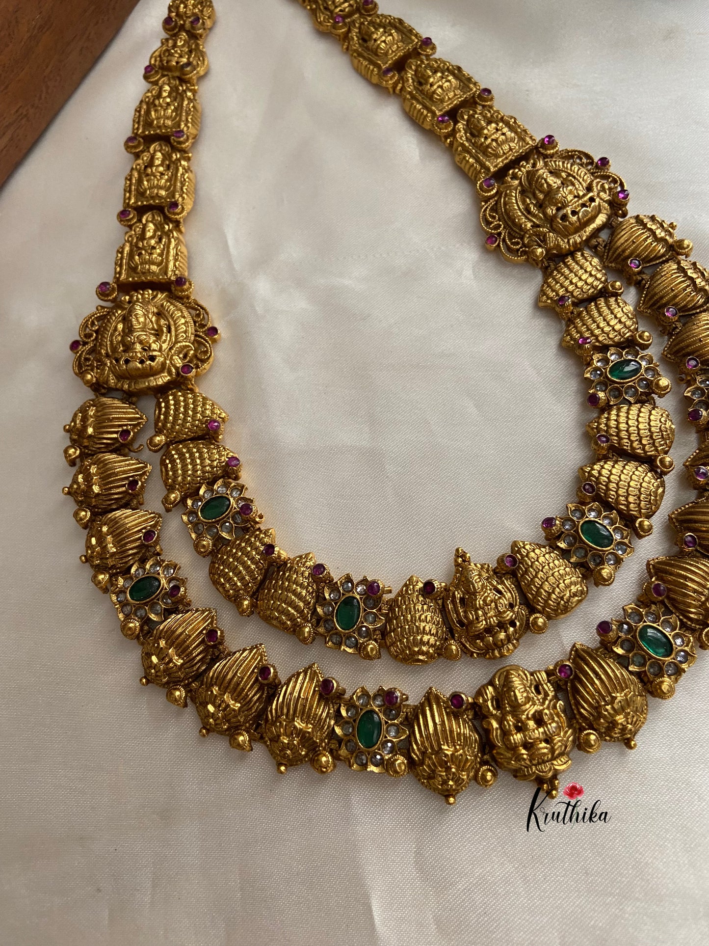 Two layer antique polish Lakshmi haaram LH393