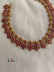 Simple ruby flower necklace NC420