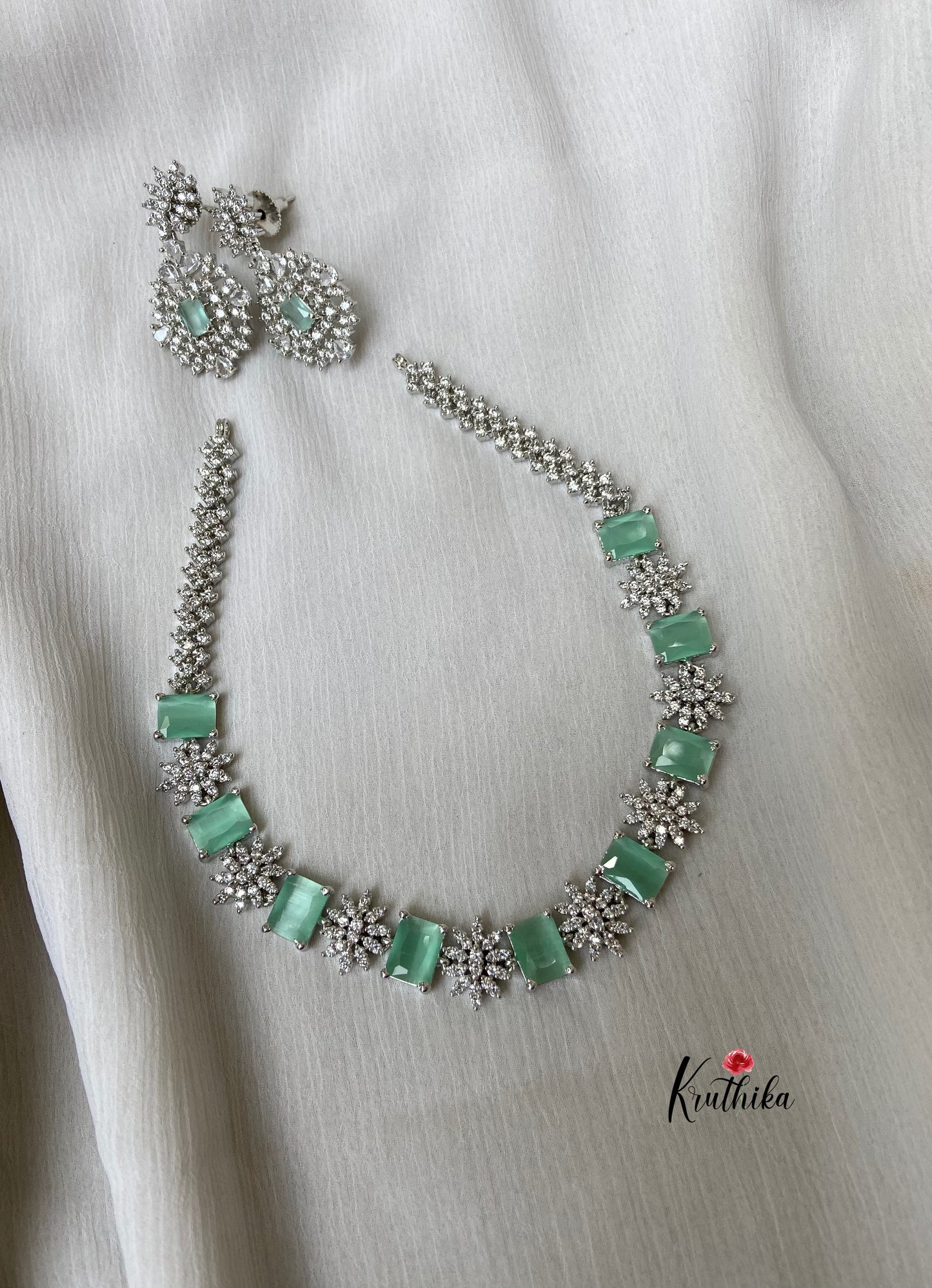 Simple single line CZ necklace NC465 (5 colors available)