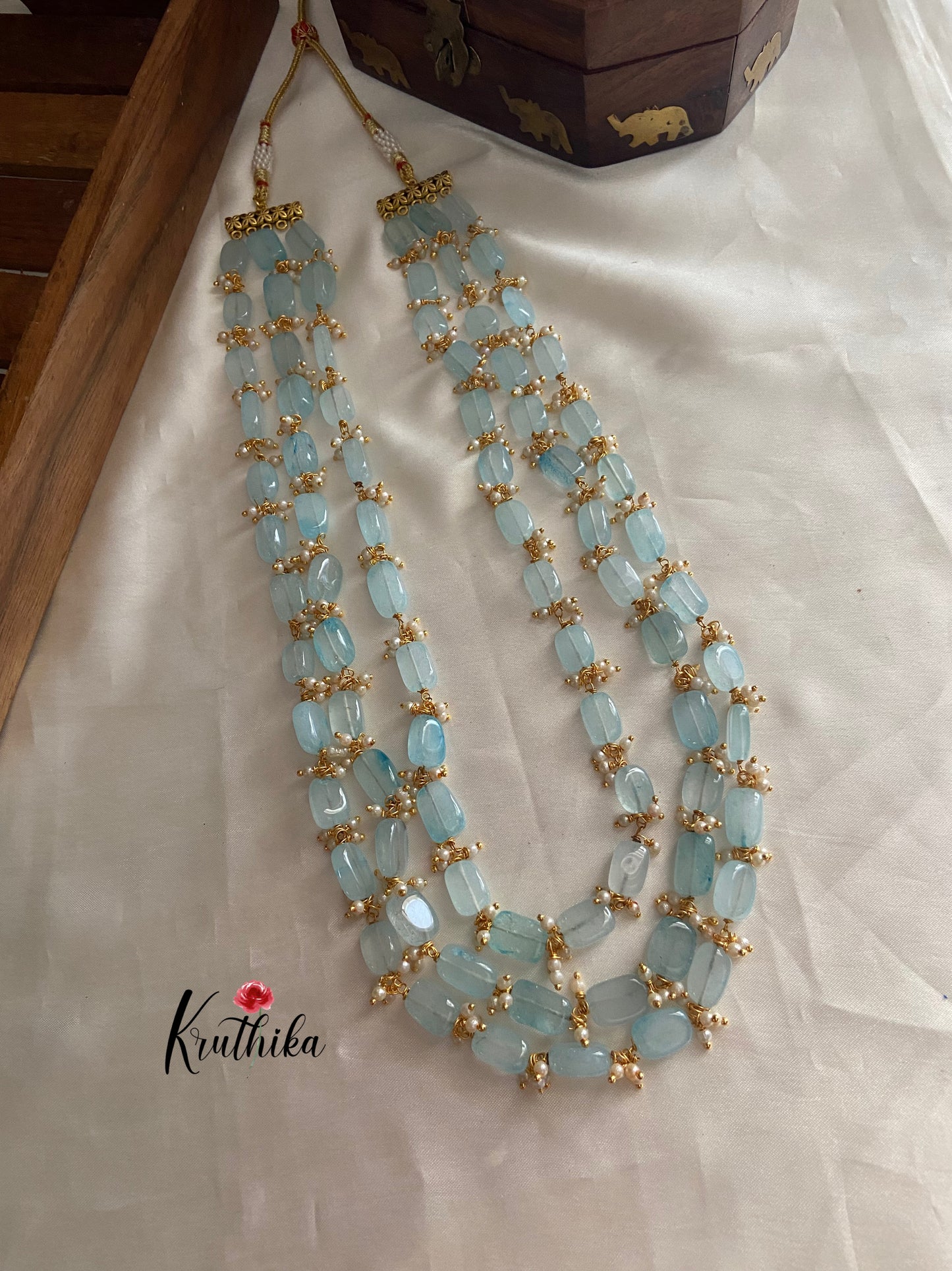 Three lines beads pearls maala LH416 (6 colors available)
