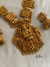 Intricate matte finish Lakshmi Devi Elephants gunghroo necklace Nc410