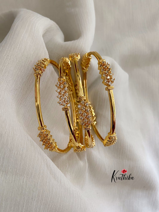 Gold finish cZ bangles B44 (set of 4)