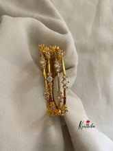 Micro gold finish stone bangles B45
