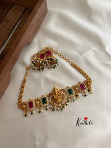 Elegant Lakshmi Devi green beads choker NC498