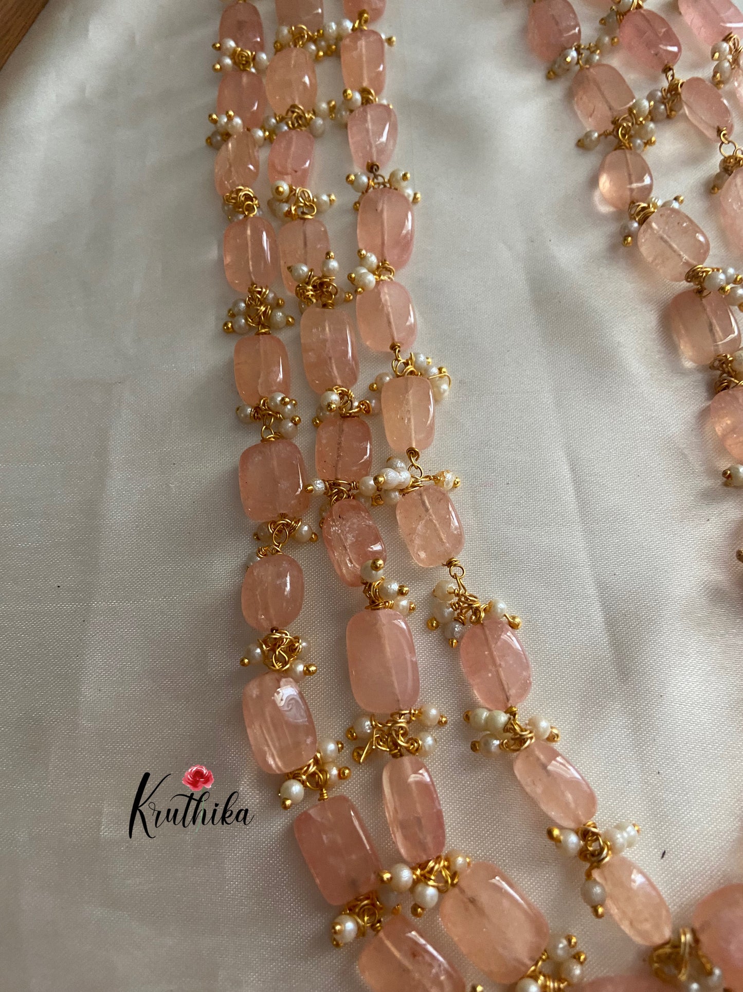 Three lines beads pearls maala LH416 (6 colors available)