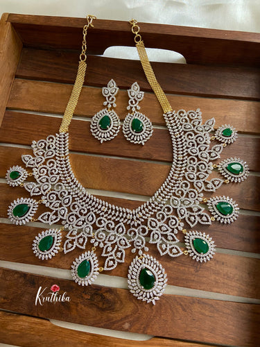 Premium American Diamonds bridal Emerald necklace NC502