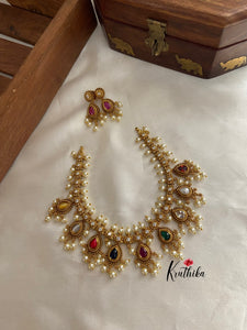 Navaratna Cz pearls necklace NC751
