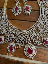 Premium American Diamonds Ruby bridal necklace NC503