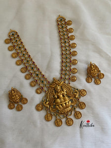 Three layer kemp Lakshmi Devi kasu necklace NC335