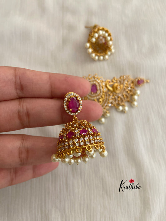 Simple AD peacocks choker set with jhumkas NC370