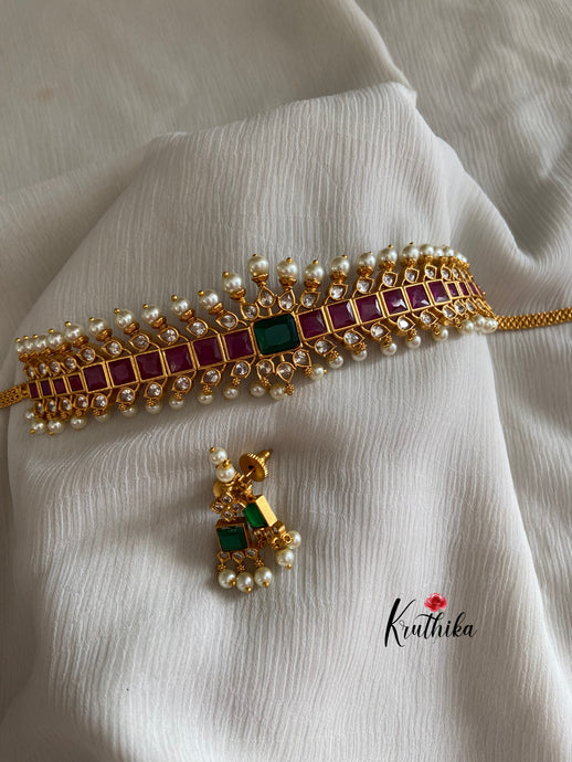 Square kemp pearl choker NC459