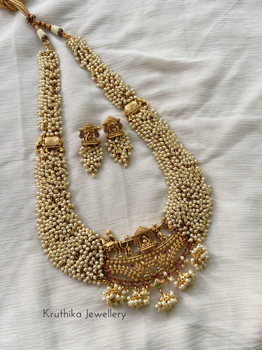 Grand Cluster pearl haaram with bridal Pallaki pendant LH110
