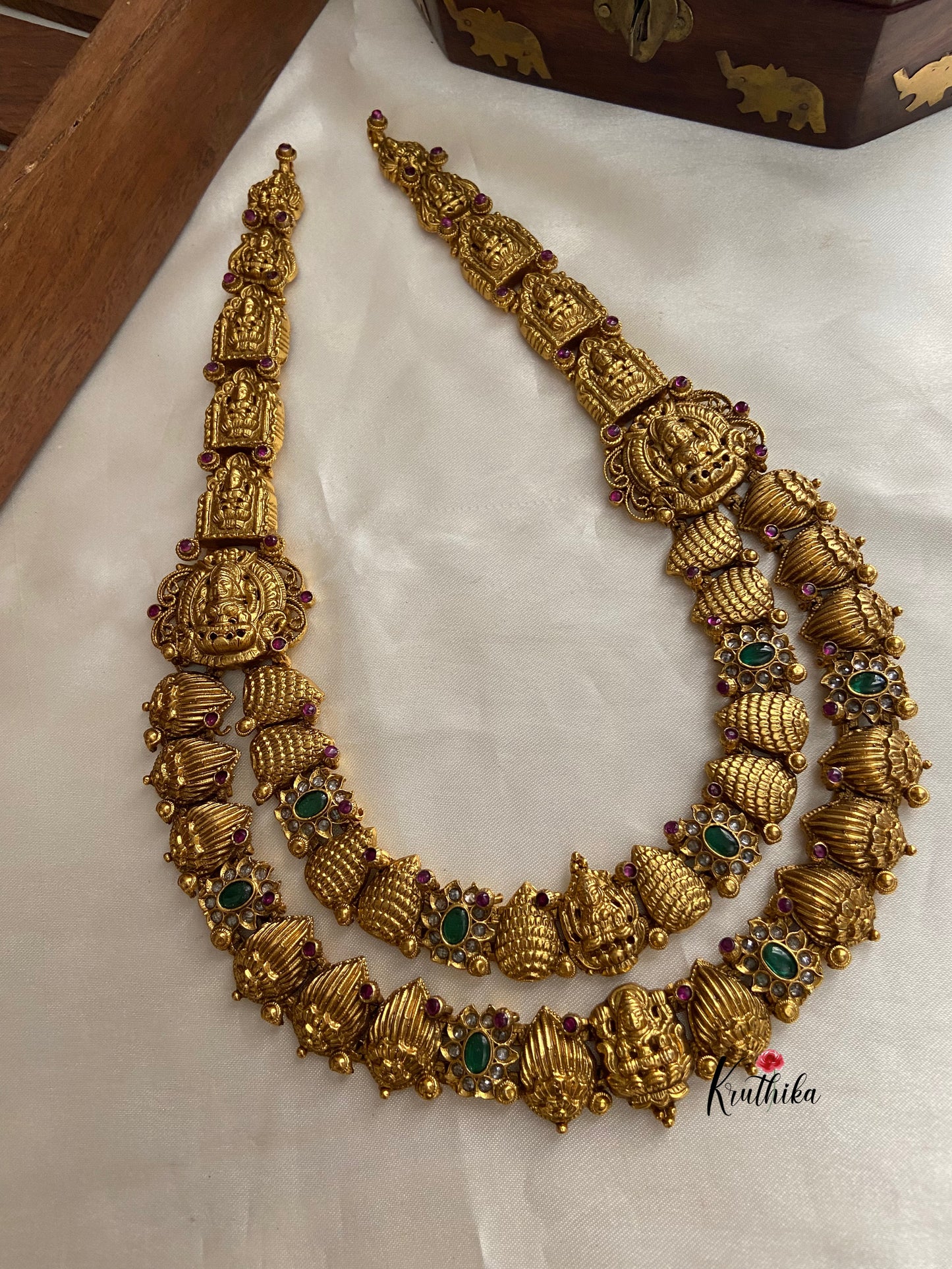 Two layer antique polish Lakshmi haaram LH393