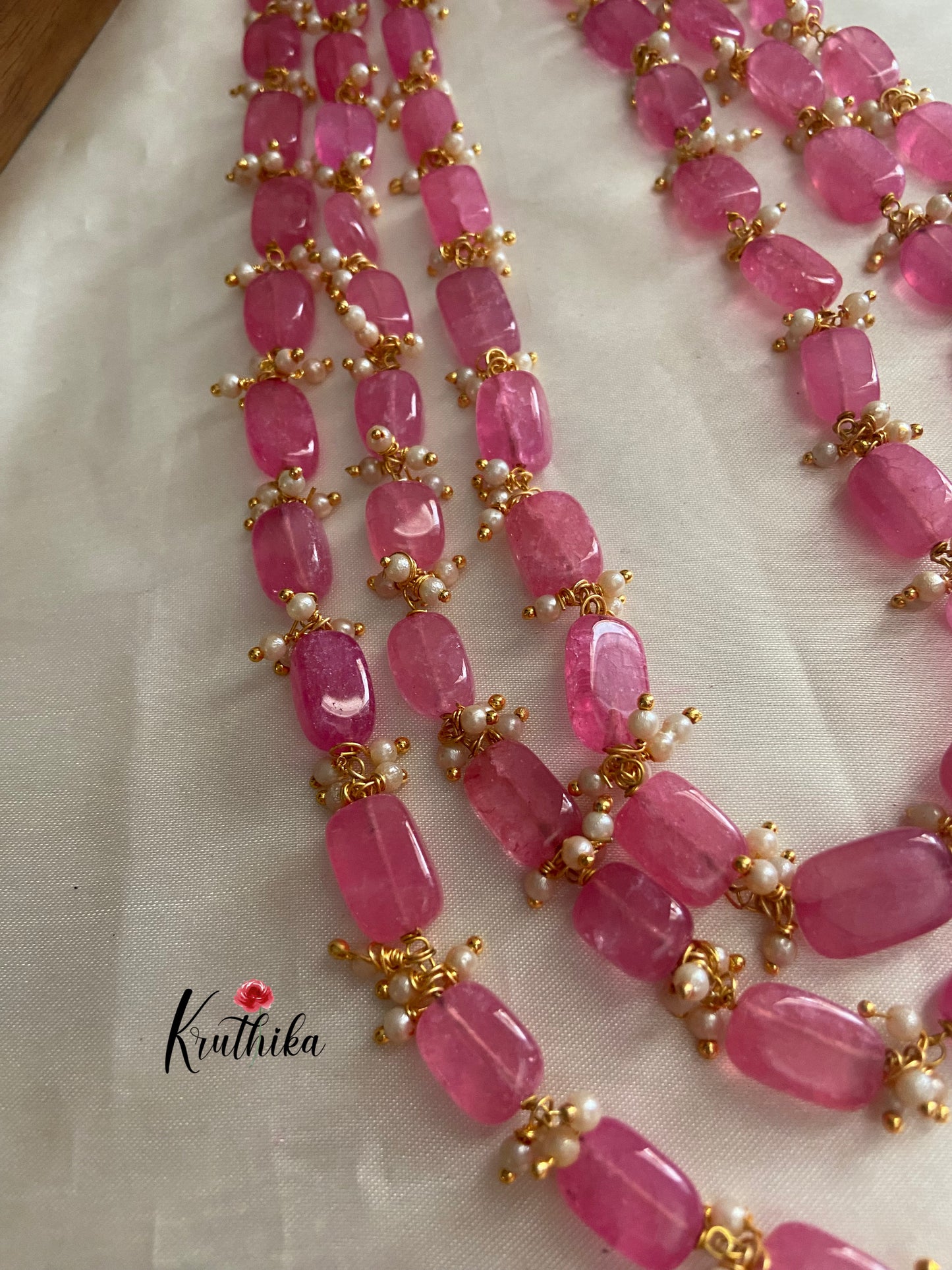 Three lines beads pearls maala LH416 (6 colors available)
