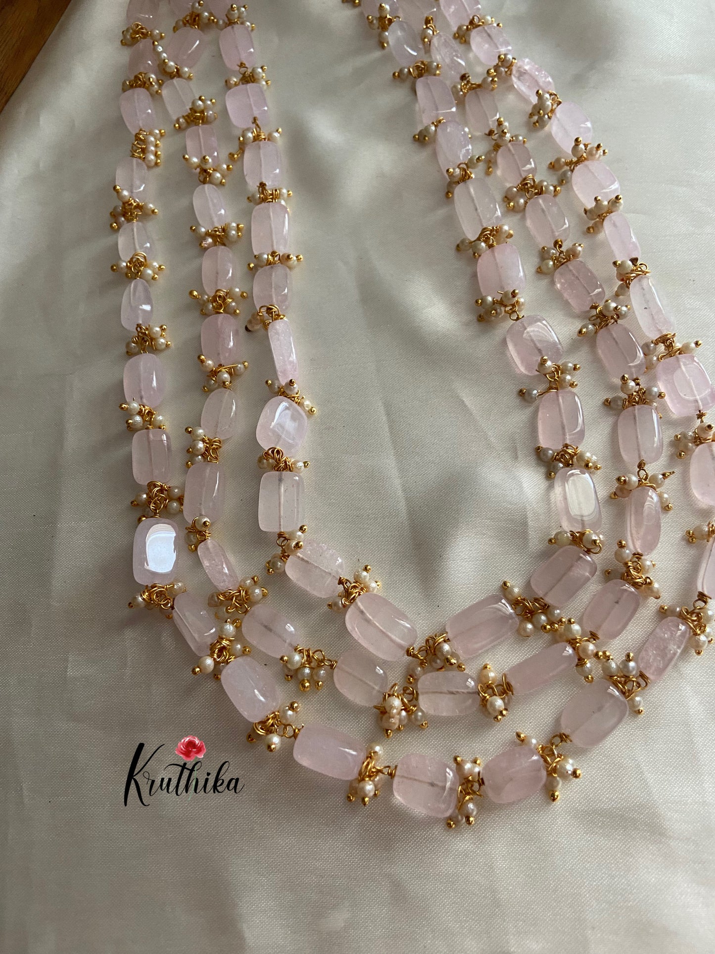 Three lines beads pearls maala LH416 (6 colors available)